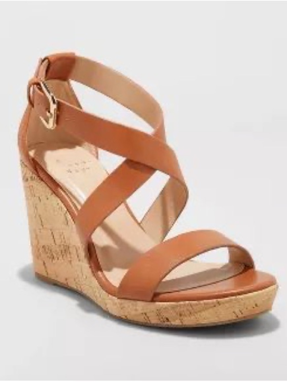 a new day Acu20 Ceci Tan Strappy Cork Wedge Sandals